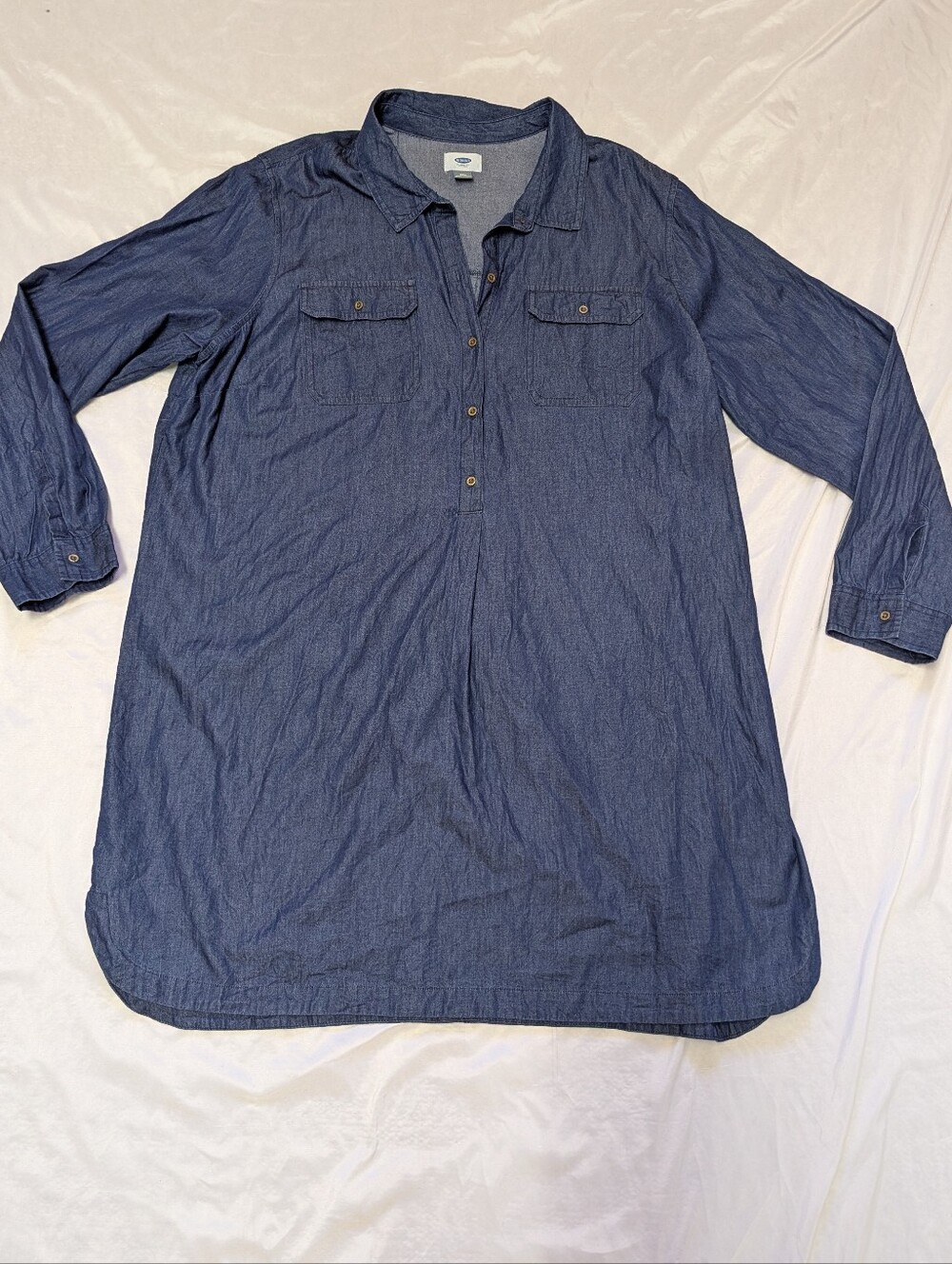 Old Navy Chambray Long Sleeve Tunic Shirt Dress Women XXL Coastal Cowgirl Summer